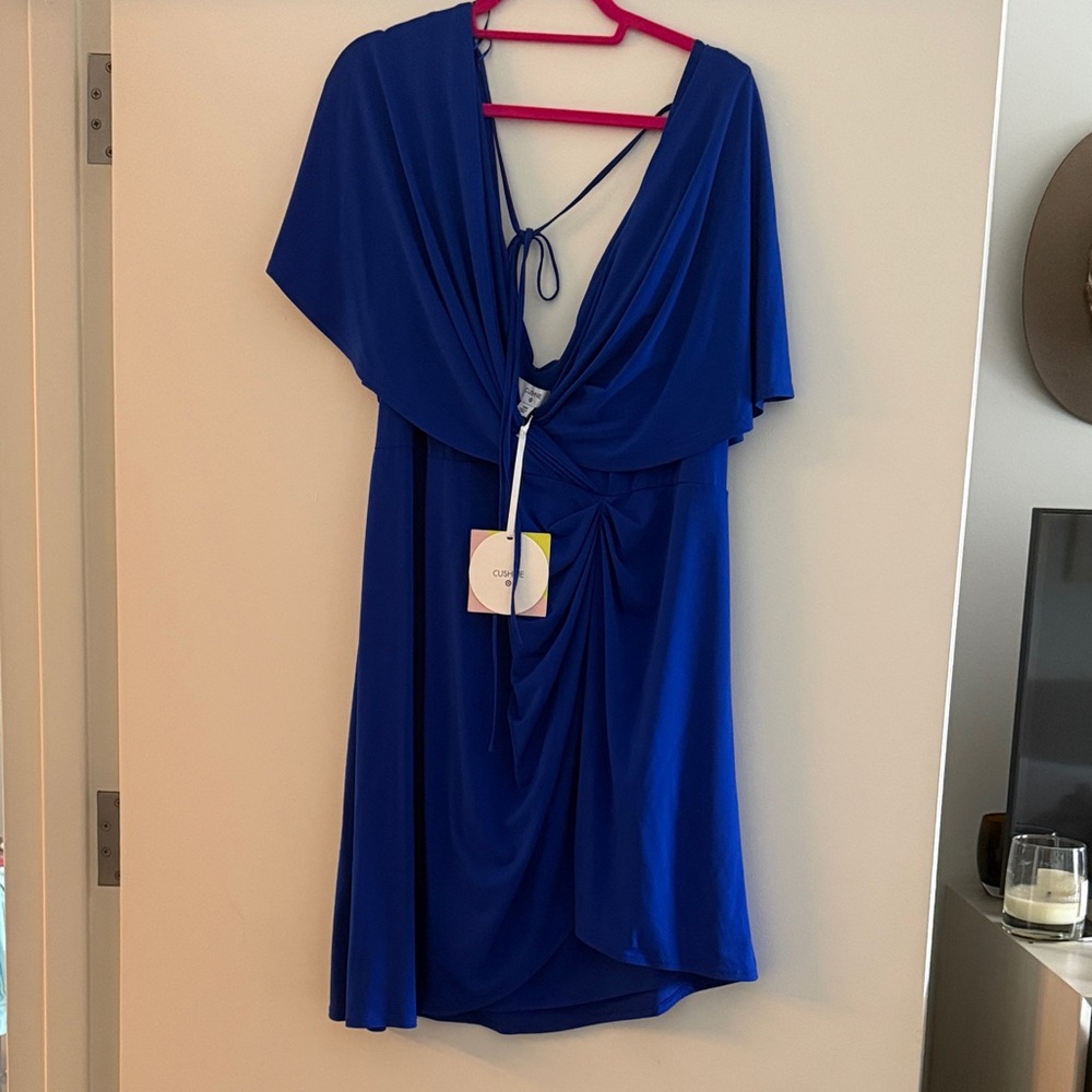 Elegant Blue Draped Dress